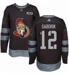 Mens Adidas Ottawa Senators 12 Marian Gaborik Authentic Black 1917 2017 100th Anniversary NHL Jersey 