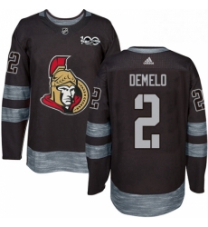 Mens Adidas Ottawa Senators 2 Dylan DeMelo Authentic Black 1917 2017 100th Anniversary NHL Jersey 