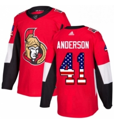 Mens Adidas Ottawa Senators 41 Craig Anderson Authentic Red USA Flag Fashion NHL Jersey 