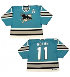 Men San Jose Sharks 11 Owen Nolan Alternate Stitched Hockey Jersey Green Men San Jose Sharks 11 Owen Nolan Alternate Stitched Hockey Jersey Green