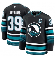 Men San Jose Sharks 39 Logan Couture Black 2024 25 Alternate Stitched Hockey Jersey