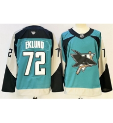 Men San Jose Sharks 72 William Eklund Teal 2025 Alternate Stitched Hockey Jersey