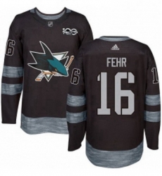 Mens Adidas San Jose Sharks 16 Eric Fehr Authentic Black 1917 2017 100th Anniversary NHL Jerse