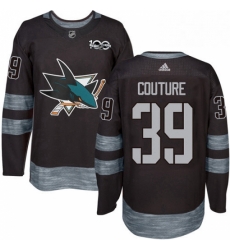 Mens Adidas San Jose Sharks 39 Logan Couture Premier Black 1917 2017 100th Anniversary NHL Jersey 