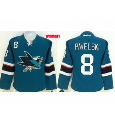 Women NHL San Jose Sharks #8 Joe Pavelski blue jerseys