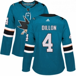 Womens Adidas San Jose Sharks 4 Brenden Dillon Authentic Teal Green Home NHL Jersey 