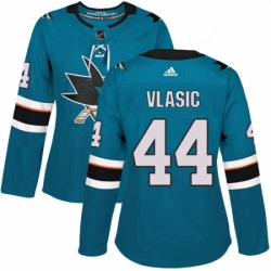 Womens Adidas San Jose Sharks 44 Marc Edouard Vlasic Premier Teal Green Home NHL Jersey 