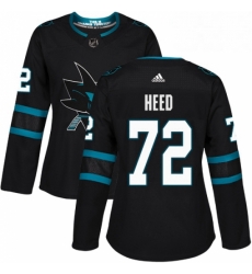 Womens Adidas San Jose Sharks 72 Tim Heed Premier Black Alternate NHL Jersey 