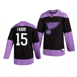 Blues 15 Robby Fabbri Black Purple Hockey Fights Cancer Adidas Jersey