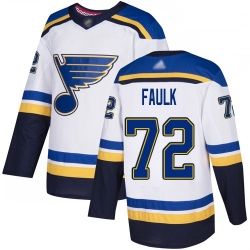 Blues 72 Justin Faulk White Road Authentic Stitched Hockey Jersey