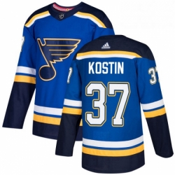 Mens Adidas St Louis Blues 37 Klim Kostin Premier Royal Blue Home NHL Jersey 