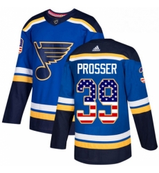 Mens Adidas St Louis Blues 39 Nate Prosser Authentic Blue USA Flag Fashion NHL Jersey 