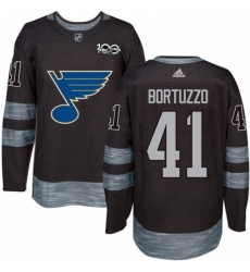 Mens Adidas St Louis Blues 41 Robert Bortuzzo Authentic Black 1917 2017 100th Anniversary NHL Jersey 