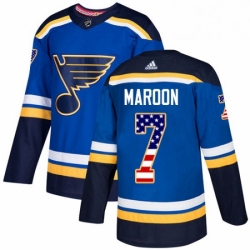 Mens Adidas St Louis Blues 7 Patrick Maroon Authentic Blue USA Flag Fashion NHL Jersey 