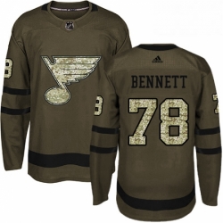 Mens Adidas St Louis Blues 78 Beau Bennett Authentic Green Salute to Service NHL Jersey 