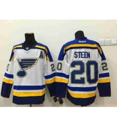 nhl jerseys st. louis blues #20 steen white[patch A]