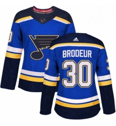 Womens Adidas St Louis Blues 30 Martin Brodeur Authentic Royal Blue Home NHL Jersey 