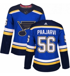 Womens Adidas St Louis Blues 56 Magnus Paajarvi Authentic Royal Blue Home NHL Jersey 