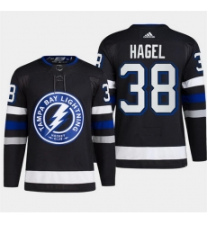 Men Tampa Bay Lightning 38 Brandon Hagel Black Alternate Premier Breakaway Stitched Jersey