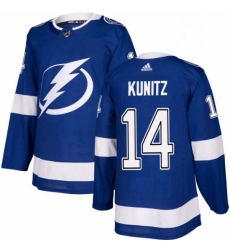 Mens Adidas Tampa Bay Lightning 14 Chris Kunitz Authentic Royal Blue Home NHL Jersey 