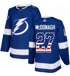 Mens Adidas Tampa Bay Lightning 27 Ryan McDonagh Authentic Blue USA Flag Fashion NHL Jerse