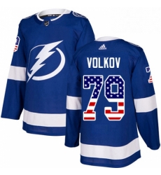 Mens Adidas Tampa Bay Lightning 79 Alexander Volkov Authentic Blue USA Flag Fashion NHL Jersey 