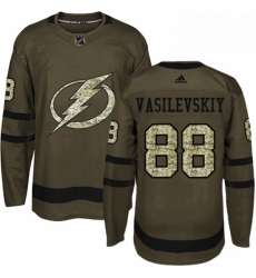 Mens Adidas Tampa Bay Lightning 88 Andrei Vasilevskiy Authentic Green Salute to Service NHL Jersey 