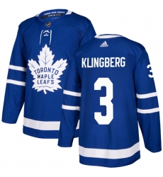 Men Toronto Maple Leafs 3 John Klingberg Blue Stitched Jersey