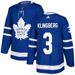 Men Toronto Maple Leafs 3 John Klingberg Blue Stitched Jersey