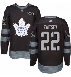 Mens Adidas Toronto Maple Leafs 22 Nikita Zaitsev Authentic Black 1917 2017 100th Anniversary NHL Jersey 