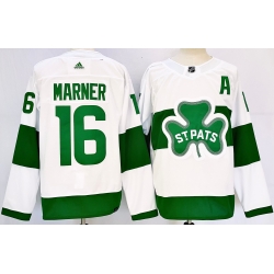 Men's Toronto Maple Leafs #16 Mitch Marner White St Patricks Authentic Jersey