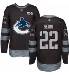 Mens Adidas Vancouver Canucks 22 Daniel Sedin Authentic Black 1917 2017 100th Anniversary NHL Jersey 