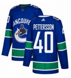 Mens Adidas Vancouver Canucks 40 Elias Pettersson Blue Home Authentic Stitched NHL Jersey 