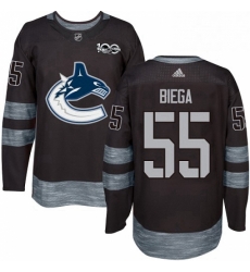 Mens Adidas Vancouver Canucks 55 Alex Biega Premier Black 1917 2017 100th Anniversary NHL Jersey 