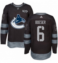 Mens Adidas Vancouver Canucks 6 Brock Boeser Premier Black 1917 2017 100th Anniversary NHL Jersey 