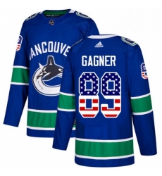 Mens Adidas Vancouver Canucks 89 Sam Gagner Authentic Blue USA Flag Fashion NHL Jersey 