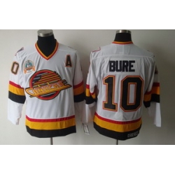 Vancouver Canucks 10 Bure White CCM Jerseys A patch