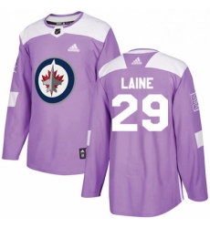 Mens Adidas Winnipeg Jets 29 Patrik Laine Authentic Purple Fights Cancer Practice NHL Jersey 