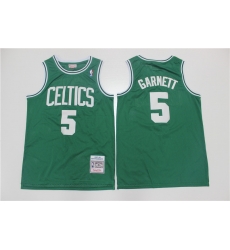 Men Boston Celtics #5 Kevin Garnett Green Throwback Stitched NBA Jersey