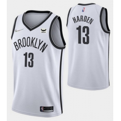 Men Brooklyn Nets 13 James Harden White 75th Anniversary Association Edition Stitched NBA Jersey