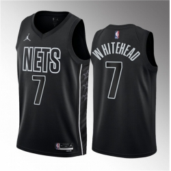 Men Brooklyn Nets 7 Dariq Whitehead Black 2023 Draft Statement Edition Stitched Basketball Jersey