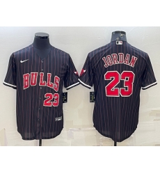 Men Chicago Bulls 23 Michael Jordan Black Cool Base Stitched Baseball Jersey