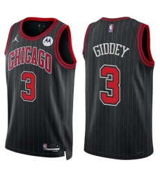 Men Nike Chicago Bulls Josh Giddey #3 Stitched Basketball Swingman Jersey Black