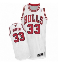 Mens Adidas Chicago Bulls 33 Scottie Pippen Authentic White Home NBA Jersey