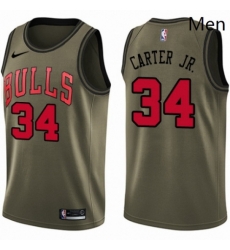 Mens Nike Chicago Bulls 34 Wendell Carter Jr Swingman Green Salute to Service NBA Jersey 