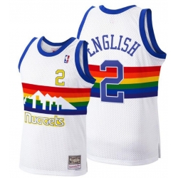 Men Denver Nuggets 2 Alex English 1987 88 White Mitchell Ness Swingman Stitched Basketball Jersey