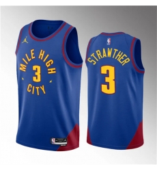 Men Denver Nuggets 3 Julian Strawther Blue 2023 Draft Statement Edition Stitched Basketball Jersey