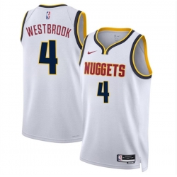 Men Denver Nuggets 4 Russell Westbrook White 2024 Association Edition Stitched Basketball Jersey