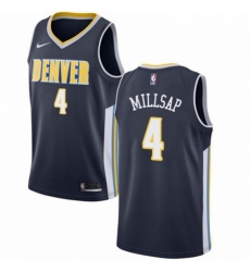 Mens Nike Denver Nuggets 4 Paul Millsap Authentic Navy Blue Road NBA Jersey Icon Edition 