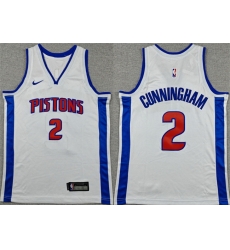 Youth Detroit Pistons  2 Cade Cunningham White Stitched Basketball Jersey